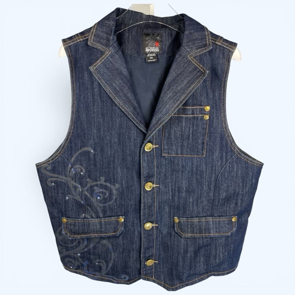 Imperious by Delf Trading Men's Denim Vest Size 2XL